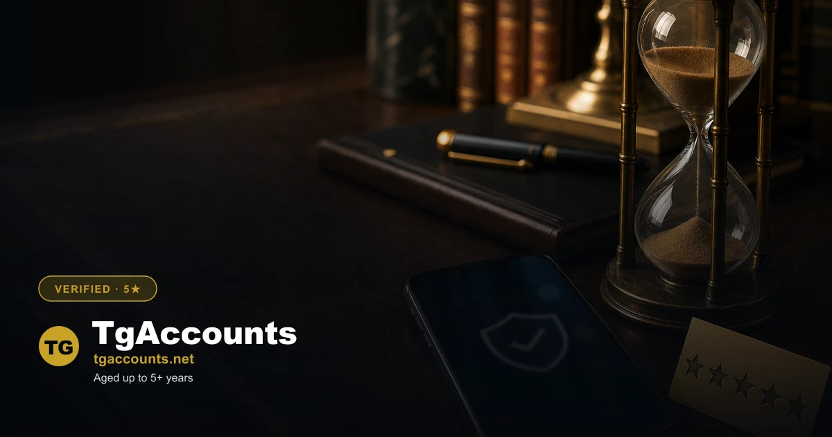 Aged leather desk scene with an hourglass, a phone showing a shield icon, and a star rating card